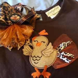 Emily Rose Thanksgiving Turkey Tutu Outfit Set with Bow Girls 5T 🧡🦃